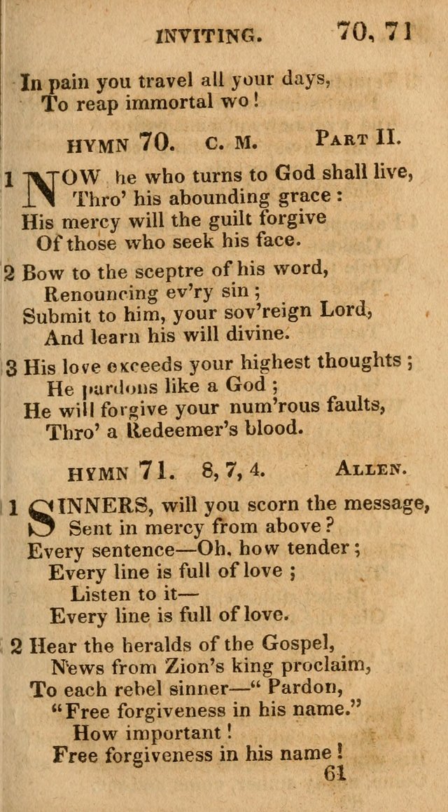Village Hymns for Social Worship, Selected and Original: designed as a supplement to the Psalms and Hymns of Dr. Watts (6th ed.) page 61