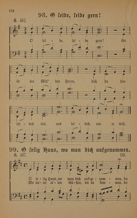 Vierstimmige Melodien: zu dem "Gesangbuch zum gottesdienstlichen und häuslichen Gebrauche in evangelischen Mennoniten-Gemeinden" (3. Auflage) page 104