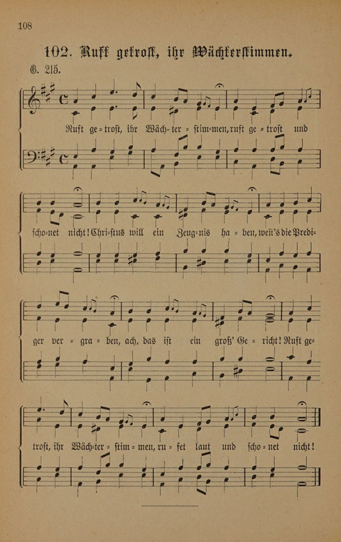 Vierstimmige Melodien: zu dem "Gesangbuch zum gottesdienstlichen und häuslichen Gebrauche in evangelischen Mennoniten-Gemeinden" (3. Auflage) page 108