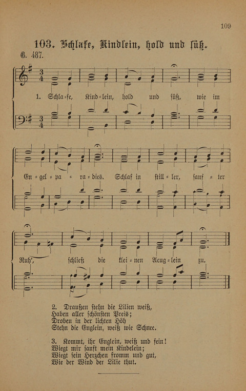 Vierstimmige Melodien: zu dem "Gesangbuch zum gottesdienstlichen und häuslichen Gebrauche in evangelischen Mennoniten-Gemeinden" (3. Auflage) page 109
