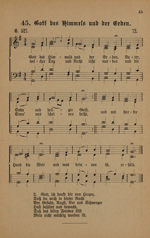 Vierstimmige Melodien: zu dem "Gesangbuch zum gottesdienstlichen und häuslichen Gebrauche in evangelischen Mennoniten-Gemeinden" (3. Auflage) page 45