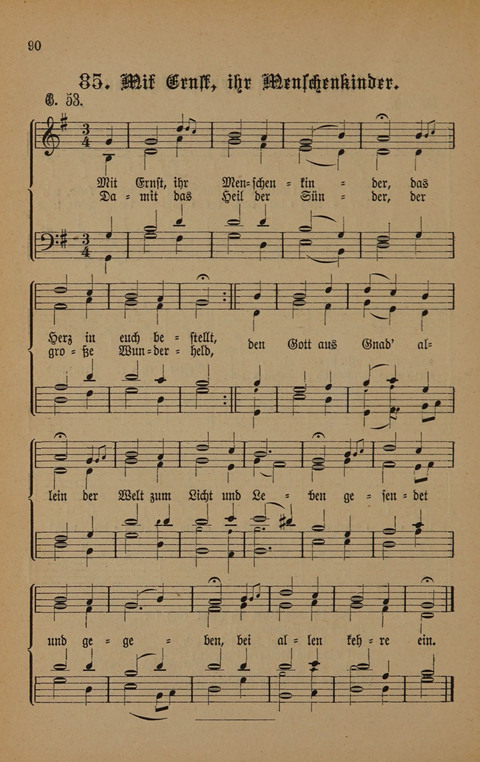 Vierstimmige Melodien: zu dem "Gesangbuch zum gottesdienstlichen und häuslichen Gebrauche in evangelischen Mennoniten-Gemeinden" (3. Auflage) page 90
