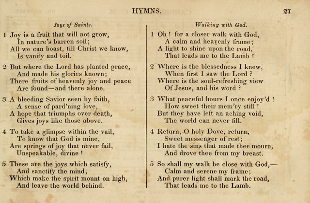 The Vestry Singing Book: being a selection of the most popular and approved tunes and hymns now extant, designed for social and religious meetings, family devotion, singing schools, etc. page 27