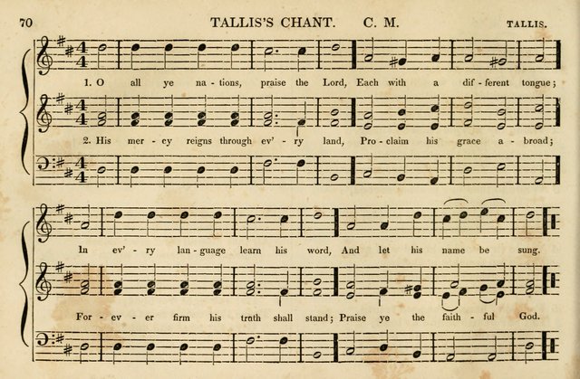 The Vestry Singing Book: being a selection of the most popular and approved tunes and hymns now extant, designed for social and religious meetings, family devotion, singing schools, etc. page 70