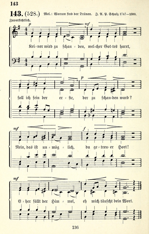 Vierstimmige Melodien für das Gesangbuch: zum gottesdienstlichen und häuslichen Gebrauch in Evangelischen Mennoniten-Gemeinden page 136