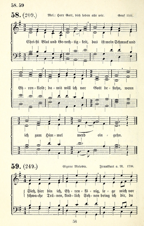 Vierstimmige Melodien für das Gesangbuch: zum gottesdienstlichen und häuslichen Gebrauch in Evangelischen Mennoniten-Gemeinden page 58