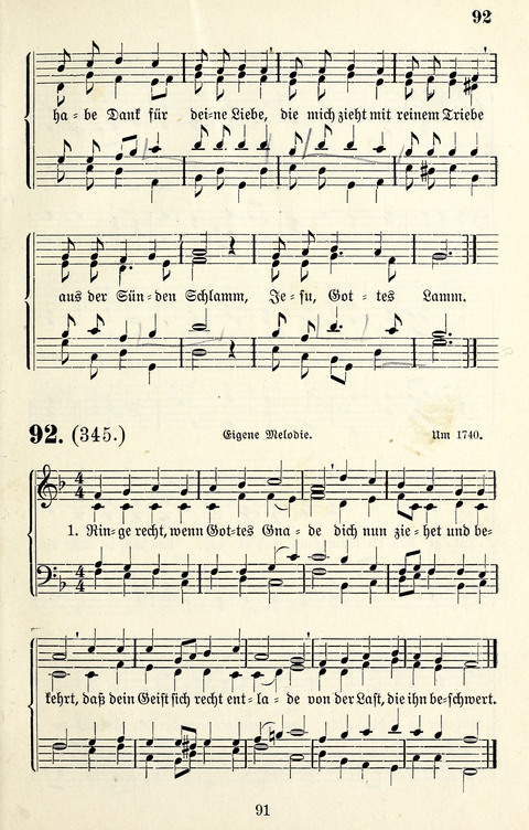 Vierstimmige Melodien für das Gesangbuch: zum gottesdienstlichen und häuslichen Gebrauch in Evangelischen Mennoniten-Gemeinden page 91