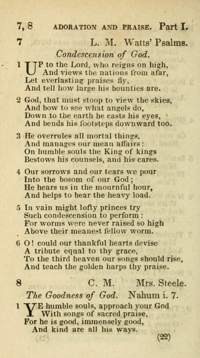 The Virginia Selection of Psalms and Hymns and Spiritual Songs: from the most approved authors; adapted to the various occasions of public and social meetings (New Ed. Enl. and Imp.) page 22