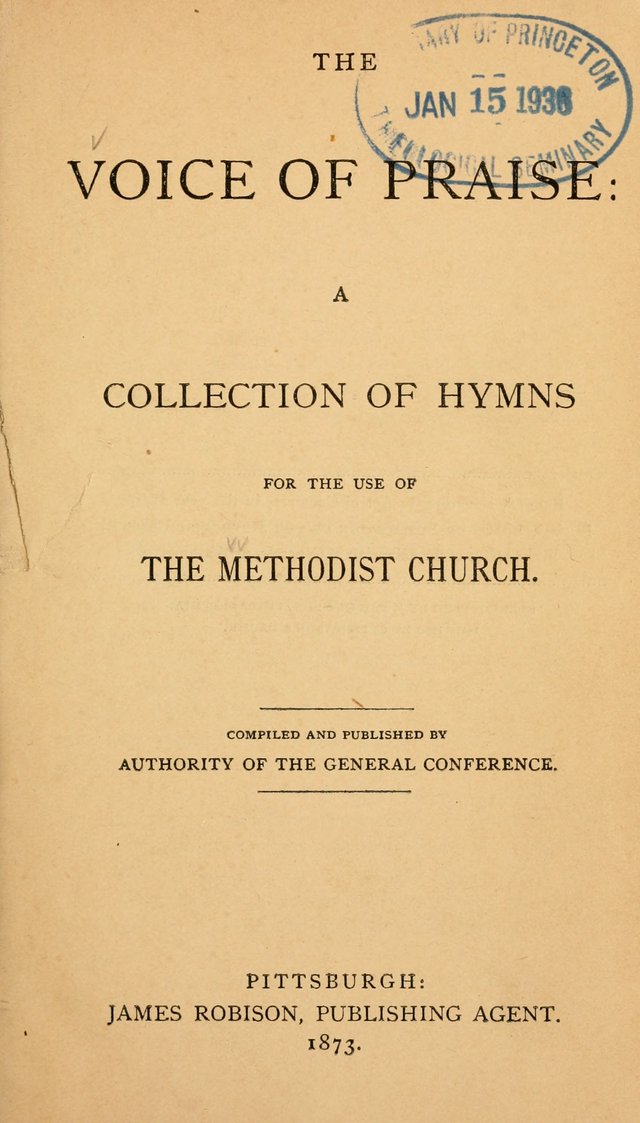 The Voice of Praise: a collection of hymns for the use of the Methodist Church page 1