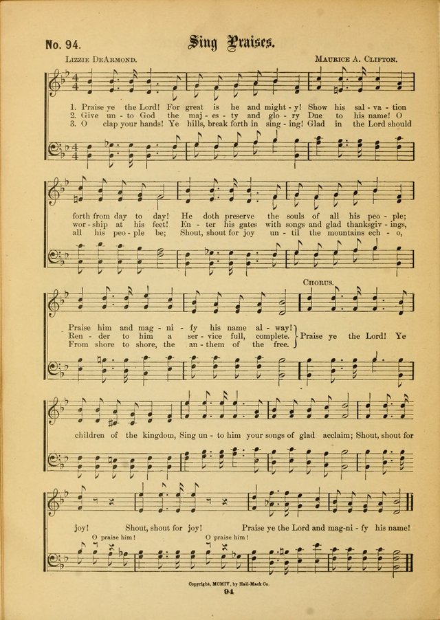 The Voice of Praise: a compilation of the very best sacred songs for use in Sunday Schools and praise services page 94
