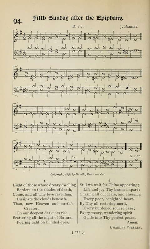 The Westminster Abbey Hymn-Book: compiled under the authority of the dean of Westminster page 112