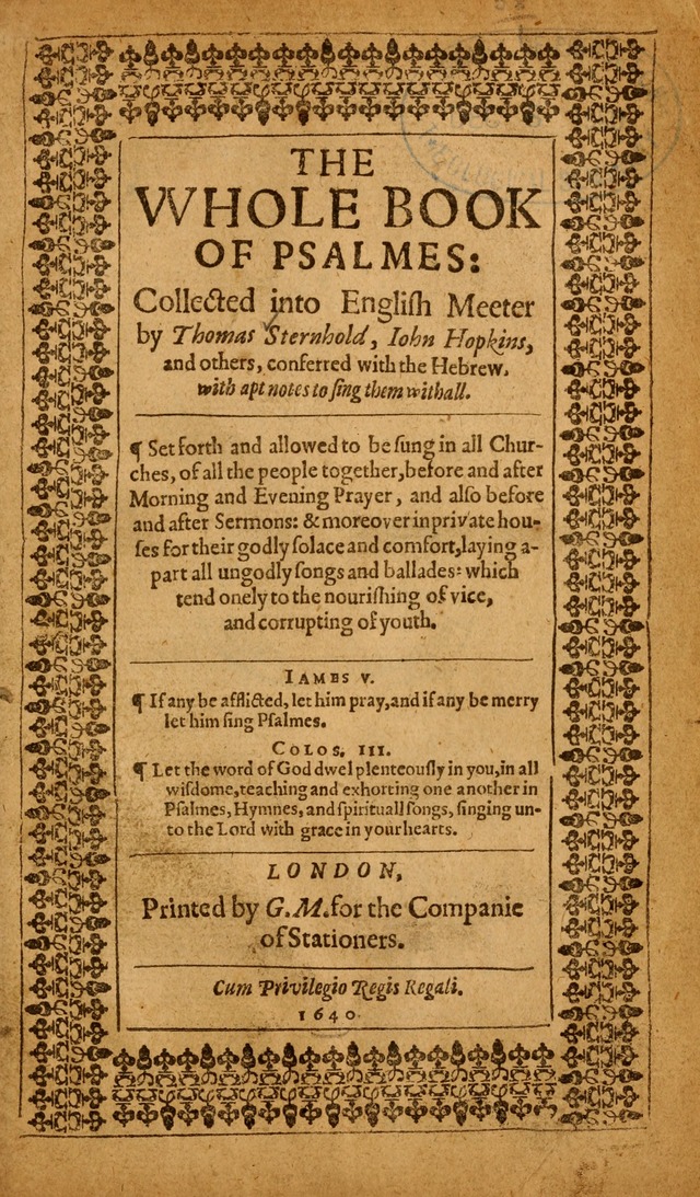 The Whole Booke of Psalmes: collected into English meeter page vii