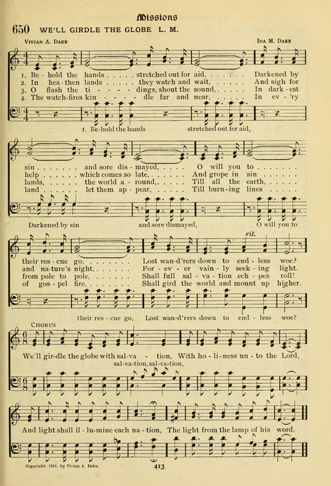 The Wesleyan Methodist Hymnal: Designed for Use in the Wesleyan Methodist Connection (or Church) of America page 413