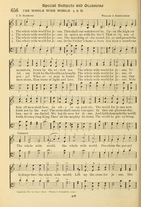 The Wesleyan Methodist Hymnal: Designed for Use in the Wesleyan Methodist Connection (or Church) of America page 418