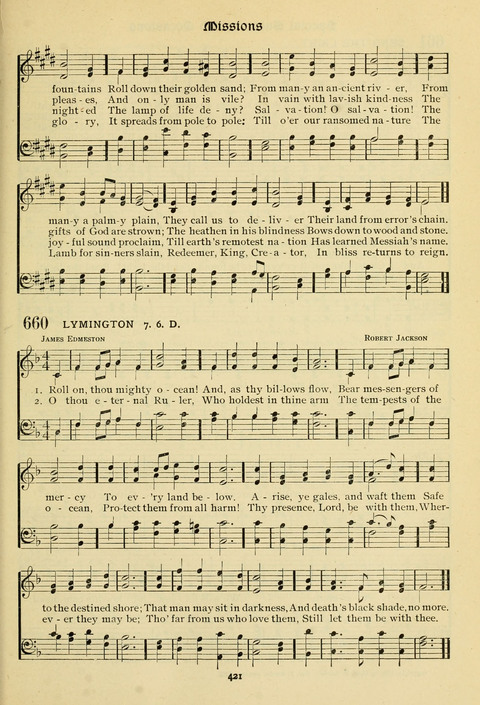 The Wesleyan Methodist Hymnal: Designed for Use in the Wesleyan Methodist Connection (or Church) of America page 421