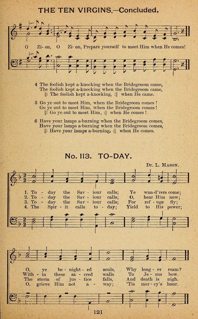 Windows of Heaven: hymns new and old for the church, Sunday school and home used by Rev. H.M. Wharton in evangelistic work page 121