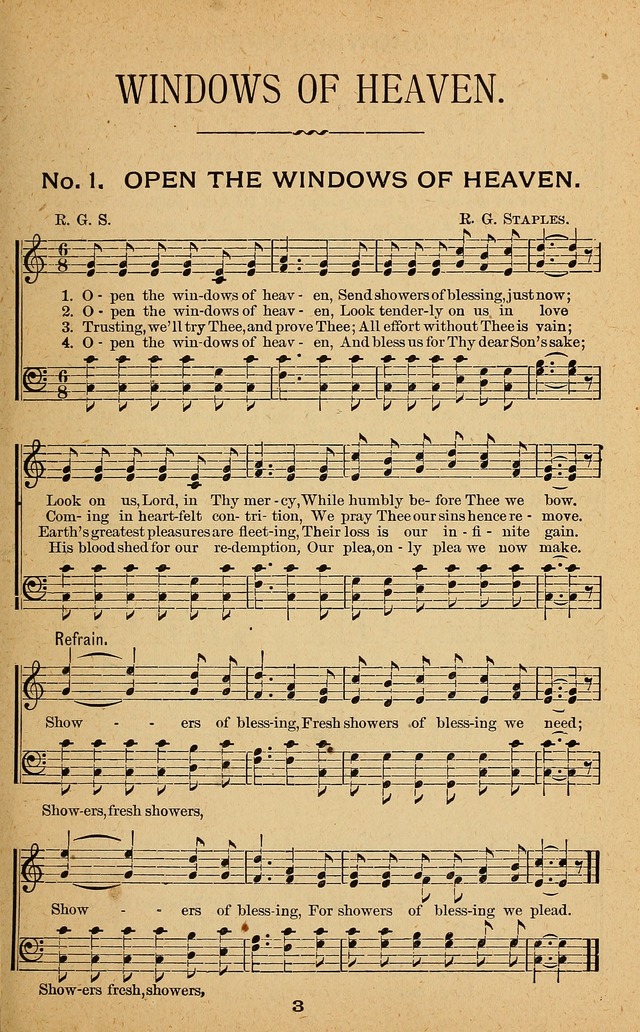 Windows of Heaven: hymns new and old for the church, Sunday school and home used by Rev. H.M. Wharton in evangelistic work page 3