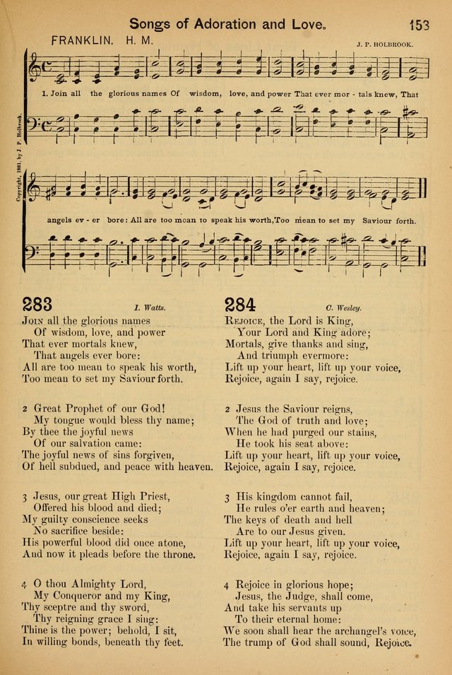 Worship in Song: a selection of hymns and tunes for the Service of the Sanctuary  page 153