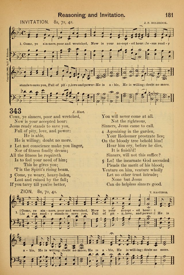 Worship in Song: a selection of hymns and tunes for the Service of the Sanctuary  page 181