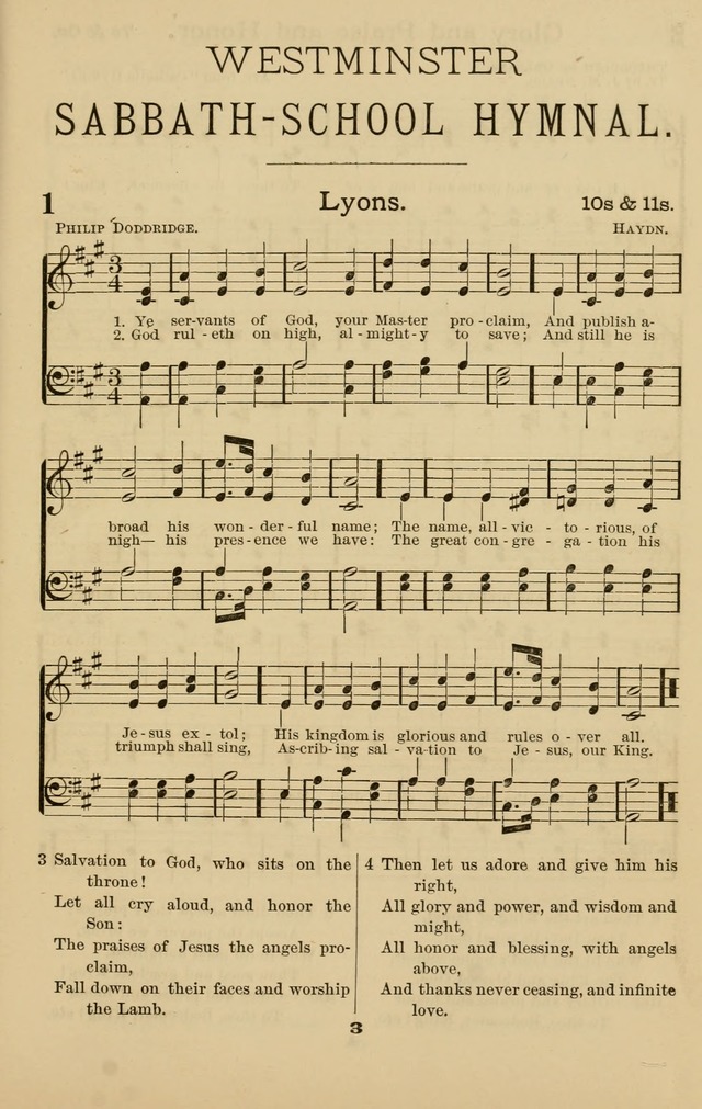 Westminster Sabbath School Hymnal, a collection of hymns and tunes for use in sabbath-schools and social meetings page 4