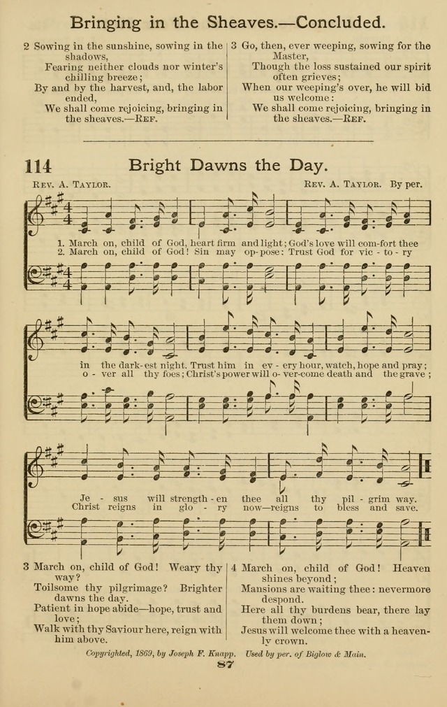 Westminster Sabbath School Hymnal, a collection of hymns and tunes for use in sabbath-schools and social meetings page 88