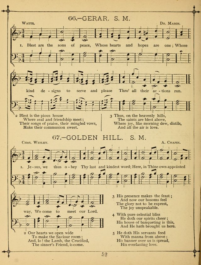 The Wreath of Gems: or strictly favorite songs and tunes for the Sunday School, and for general use in public and social worship page 52