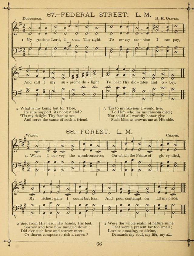 The Wreath of Gems: or strictly favorite songs and tunes for the Sunday School, and for general use in public and social worship page 66