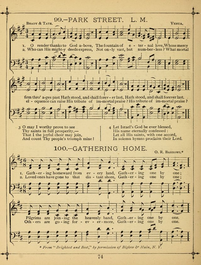 The Wreath of Gems: or strictly favorite songs and tunes for the Sunday School, and for general use in public and social worship page 74