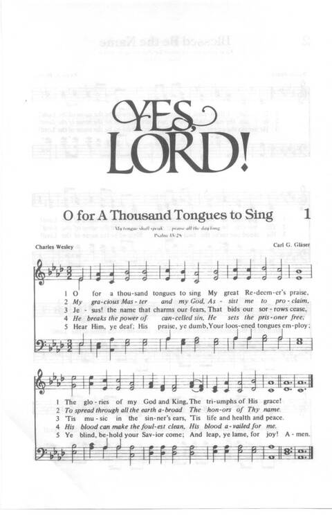 Yes, Lord!: Church of God in Christ hymnal page 1