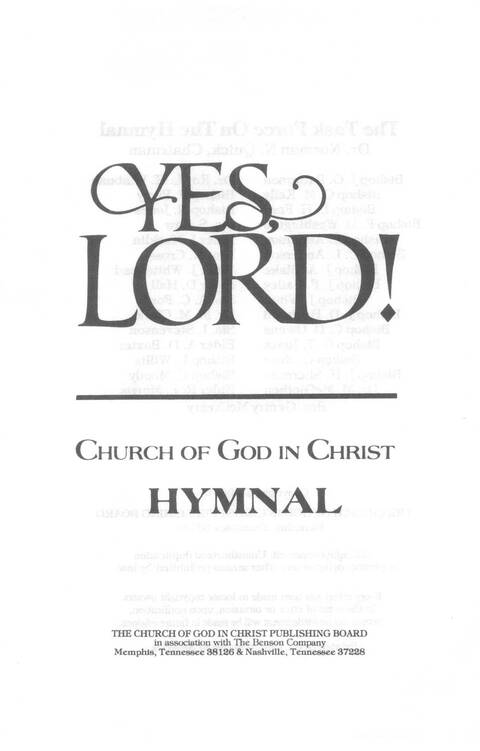 Yes, Lord!: Church of God in Christ hymnal page iii