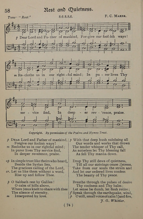 The Y.M.C.A. Hymnal: specially compiled for the use of men page 74
