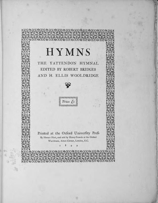 Hymns: the Yattendon Hymnal page i