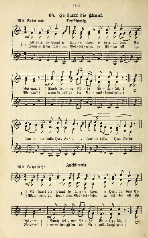 Zwei- und dreistimmige geistliche Lieder und Choräle: zum Gebrauch der Schwestern des Stuttgarter Diakonissenhauses, der Jungfrauen- und ähnlicher Vereine (2. Auflage) page 104