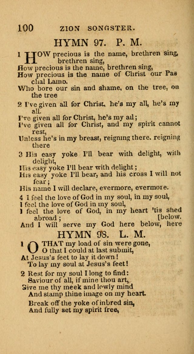 The Zion Songster: a Collection of Hymns and Spiritual Songs, generally sung at camp and prayer meetings, and in revivals of religion  (Rev. & corr.) page 103