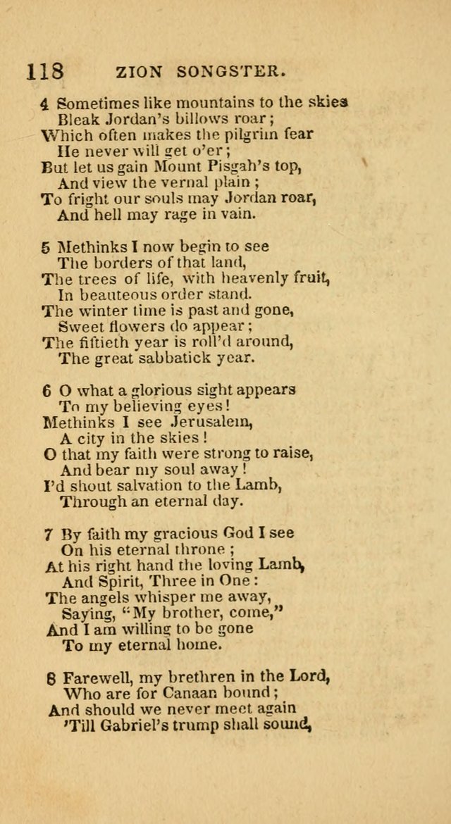 The Zion Songster: a Collection of Hymns and Spiritual Songs, generally sung at camp and prayer meetings, and in revivals of religion  (Rev. & corr.) page 121