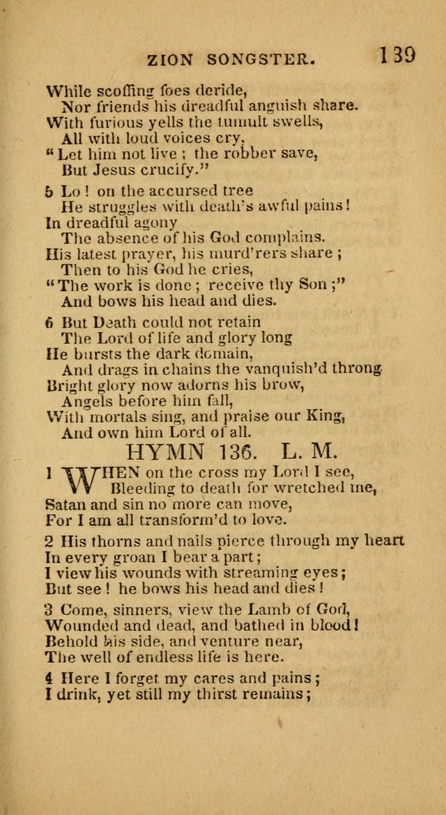 The Zion Songster: a Collection of Hymns and Spiritual Songs, generally sung at camp and prayer meetings, and in revivals of religion  (Rev. & corr.) page 142