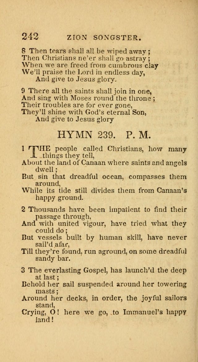 The Zion Songster: a Collection of Hymns and Spiritual Songs, generally sung at camp and prayer meetings, and in revivals of religion  (Rev. & corr.) page 245