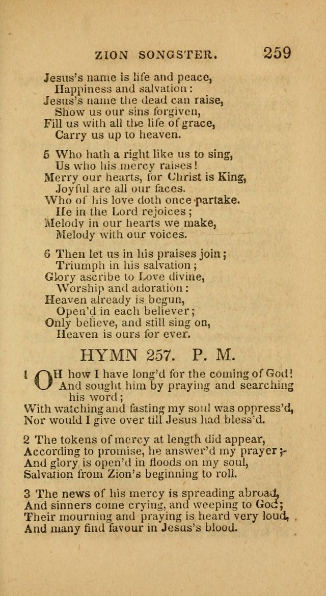 The Zion Songster: a Collection of Hymns and Spiritual Songs, generally sung at camp and prayer meetings, and in revivals of religion  (Rev. & corr.) page 262