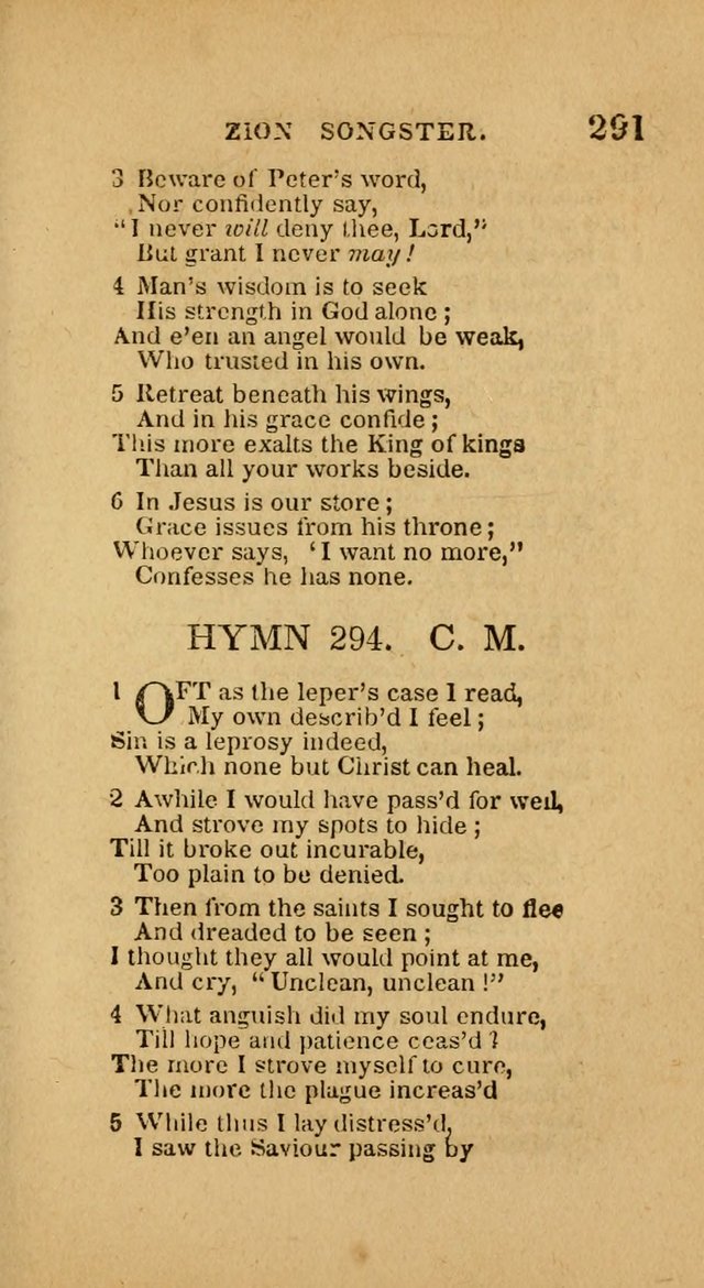 The Zion Songster: a Collection of Hymns and Spiritual Songs, generally sung at camp and prayer meetings, and in revivals of religion  (Rev. & corr.) page 294