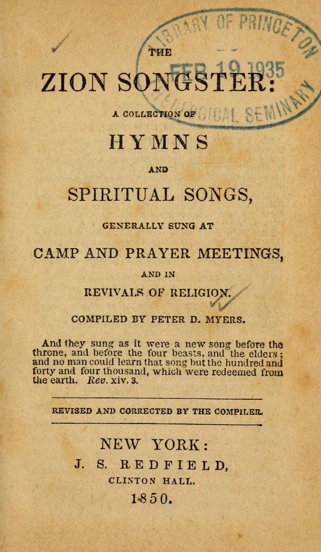 The Zion Songster: a Collection of Hymns and Spiritual Songs, generally sung at camp and prayer meetings, and in revivals of religion  (Rev. & corr.) page 4