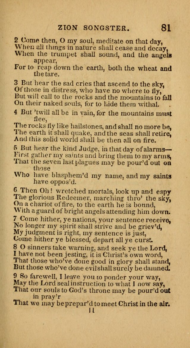 The Zion Songster: a Collection of Hymns and Spiritual Songs, generally sung at camp and prayer meetings, and in revivals of religion  (Rev. & corr.) page 84