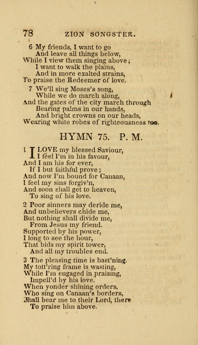 The Zion Songster: a Collection of Hymns and Spiritual Songs, Generally Sung at Camp and Prayer Meetings, and in Revivals or Religion  (95th ed.) page 85